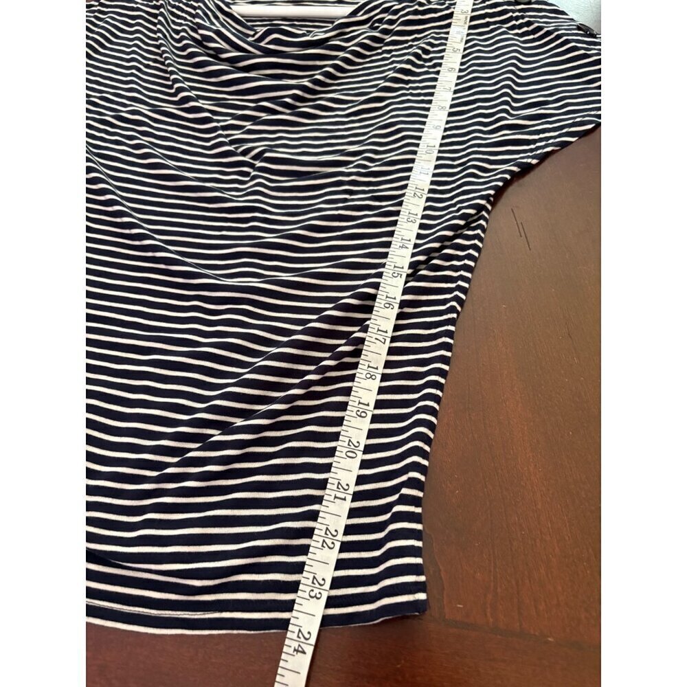 Talbots Nautical Striped Top with Button Shoulder Detail Navy & White Size Small - Picture 10 of 10